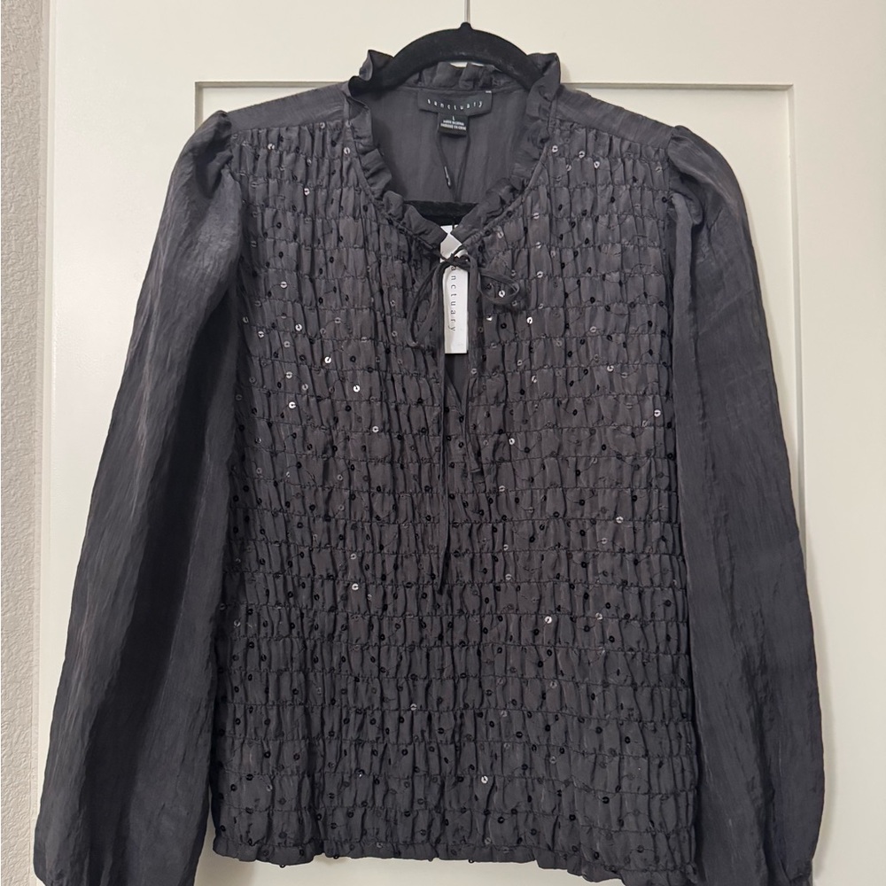 Sanctuary Black Textured Blouse